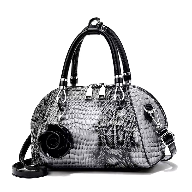 Appliques Crocodile Pattern Small Shell Messenger Shoulder Tote Bags Mssza