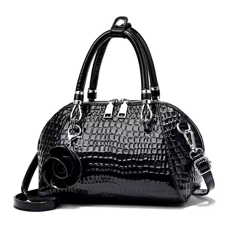 Appliques Crocodile Pattern Small Shell Messenger Shoulder Tote Bags Mssza