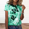 Appliques Floral Print Tee Large Size Short Sleeve T Shirt Mssza