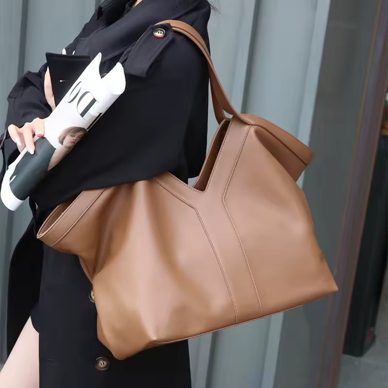 Appliques Genuine Leather Casual Tote Shoulder Bag Mssza