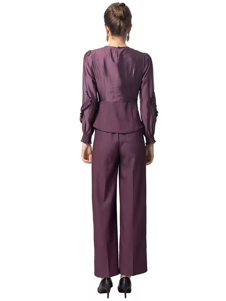 Appliques Long Sleeved Tops And Straight Pants 2 piece set Mssza