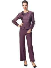 Appliques Long Sleeved Tops And Straight Pants 2 piece set Mssza