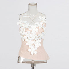 Strapless Sleeveless Tunic Spliced Appliques Vest Top Mssza