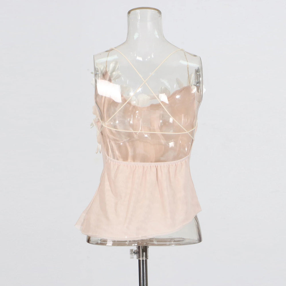 Strapless Sleeveless Tunic Spliced Appliques Vest Top Mssza