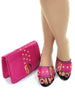 Artificial Leather Round Toe Matching Bags Wedding Shoes Mssza