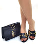 Artificial Leather Round Toe Matching Bags Wedding Shoes Mssza