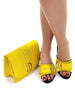 Artificial Leather Round Toe Matching Bags Wedding Shoes Mssza