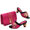 Artificial Leather Round Toe Matching Bags Wedding Shoes Mssza
