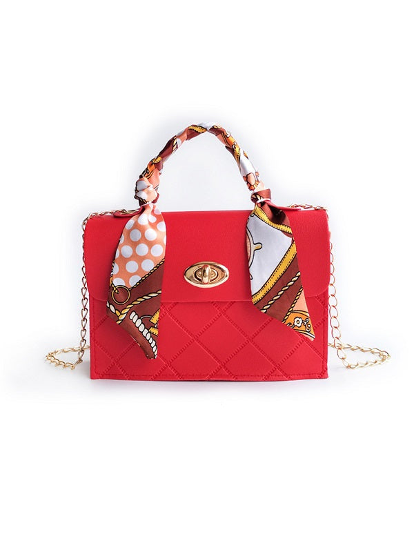 Attractive Silk Scarf Rhombus Lattice Handbags Mssza