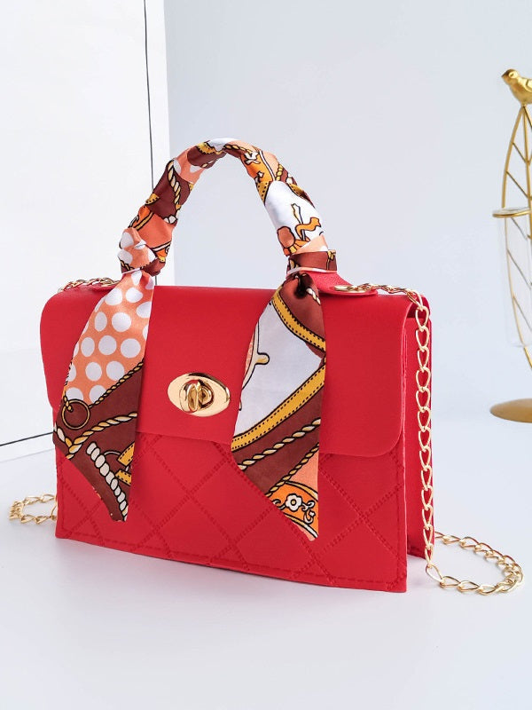 Attractive Silk Scarf Rhombus Lattice Handbags Mssza