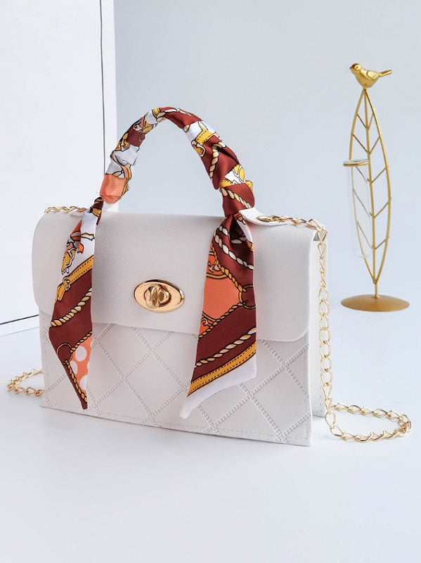 Attractive Silk Scarf Rhombus Lattice Handbags Mssza