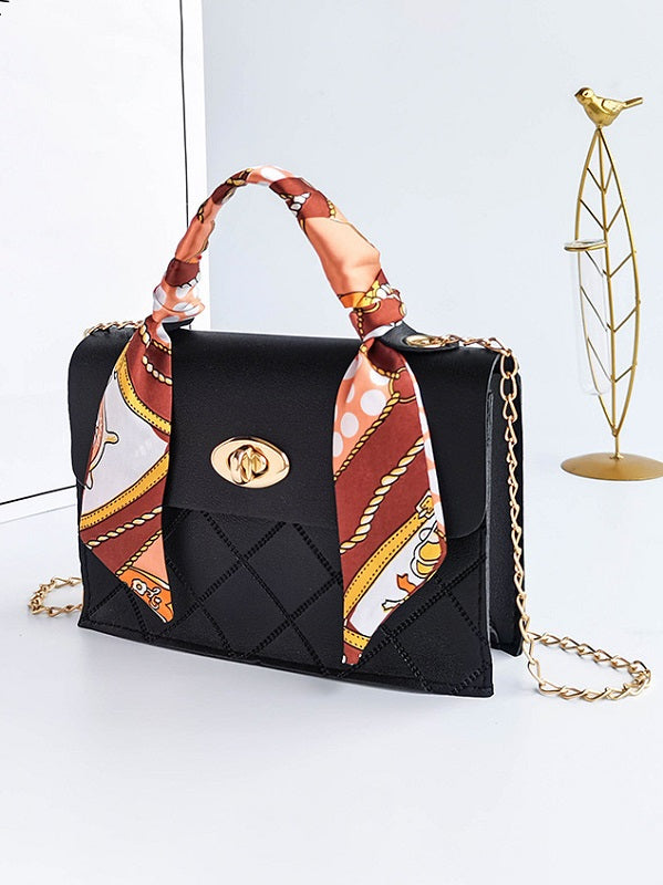 Attractive Silk Scarf Rhombus Lattice Handbags Mssza
