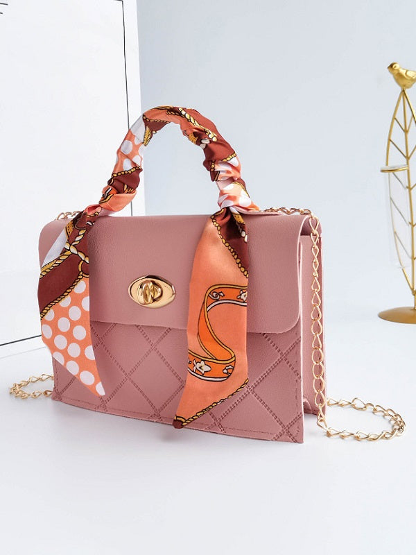 Attractive Silk Scarf Rhombus Lattice Handbags Mssza