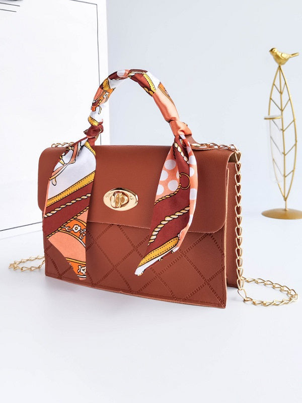 Attractive Silk Scarf Rhombus Lattice Handbags Mssza