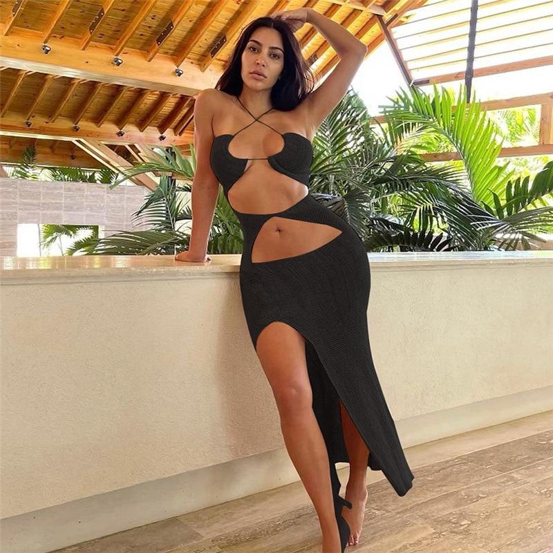 Beach Vacation Style Knitted Maxi Dresses Mssaz Desses