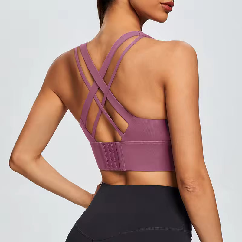 Back Closure High Impact Workout Fitness Wear Gym Push Up Sports Bra Mssza