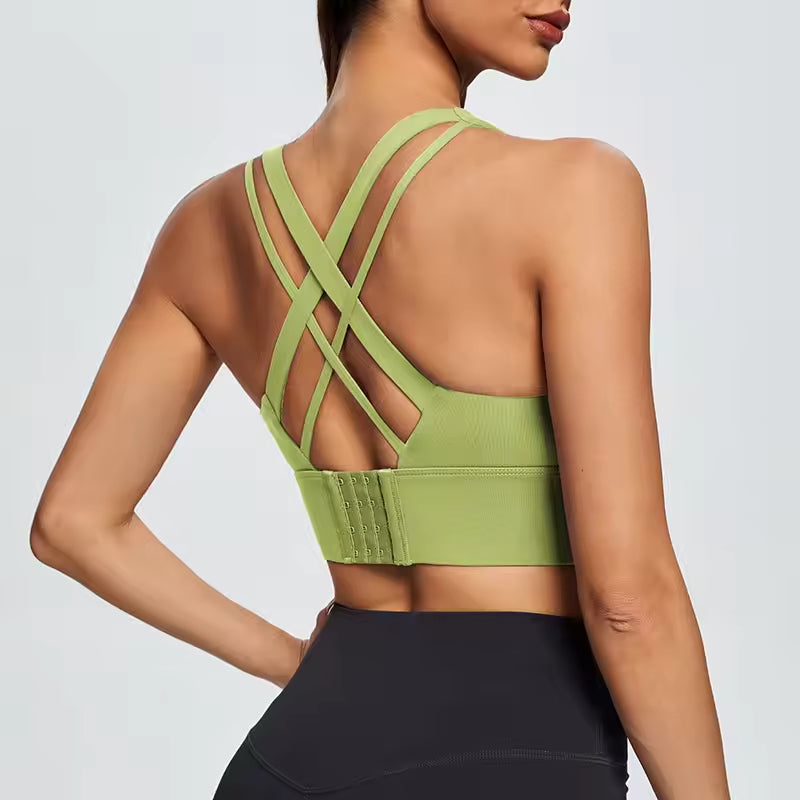 Back Closure High Impact Workout Sport Top Crop Fitness Wear For Yoga Gym Brassiere Bra Mssza