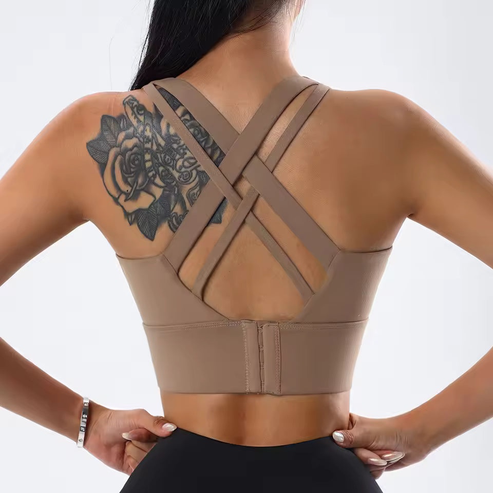 Back Closure High Impact Workout Sport Top Crop Fitness Wear For Yoga Gym Brassiere Bra Mssza