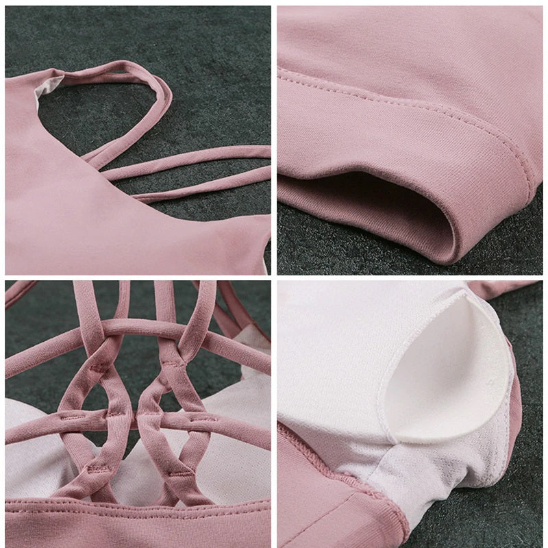 Back Crisscross Padded Gym Workout Bra Crop Top Mssza