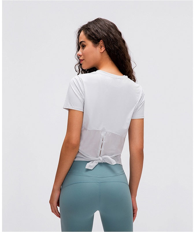 Back mesh patchwork yoga sports shirt Mssza