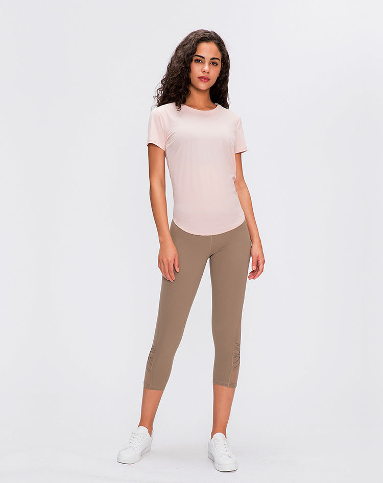 Back mesh patchwork yoga sports shirt Mssza