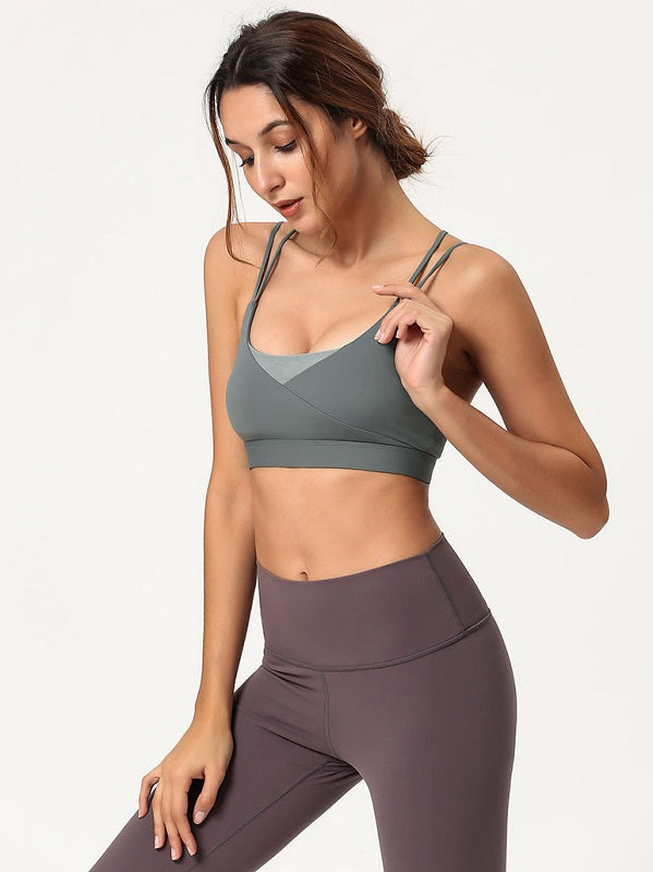 Backless Crossed Strap Back Closure Yoga Cropped Camis Mssza