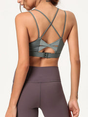Backless Crossed Strap Back Closure Yoga Cropped Camis Mssza