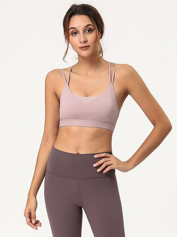 Backless Crossed Strap Back Closure Yoga Cropped Camis Mssza