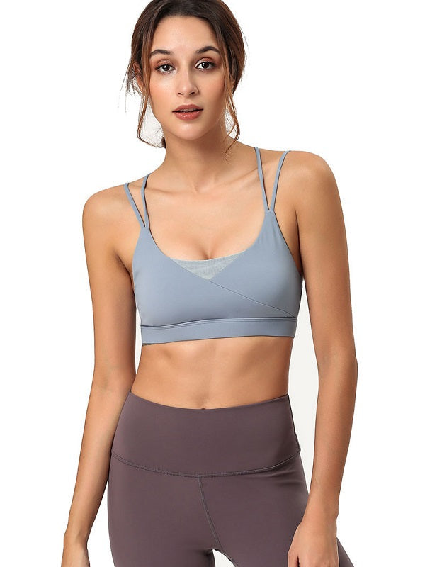 Backless Crossed Strap Back Closure Yoga Cropped Camis Mssza