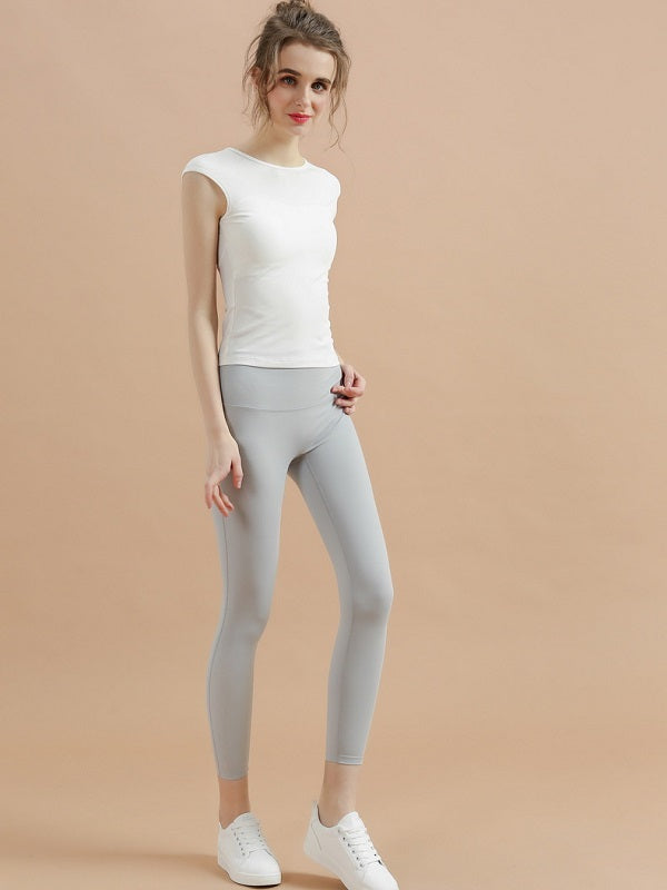 Backless Cut Out Fitted Short Sleeve Yoga T-Shirt Mssza