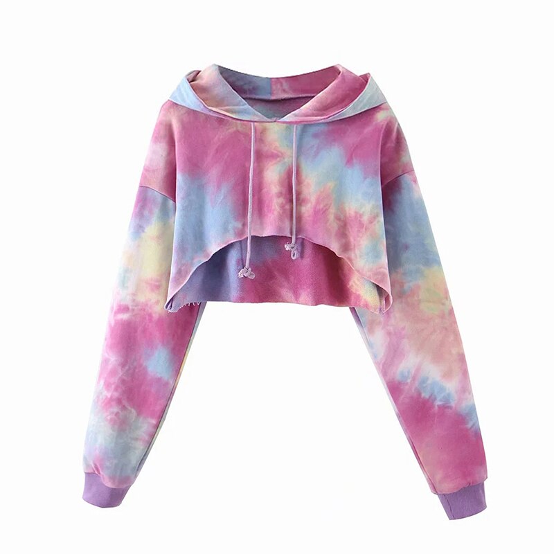Batwing Sleeve Hooded Crop Tops + Elastic Waist Half Pants Mssza