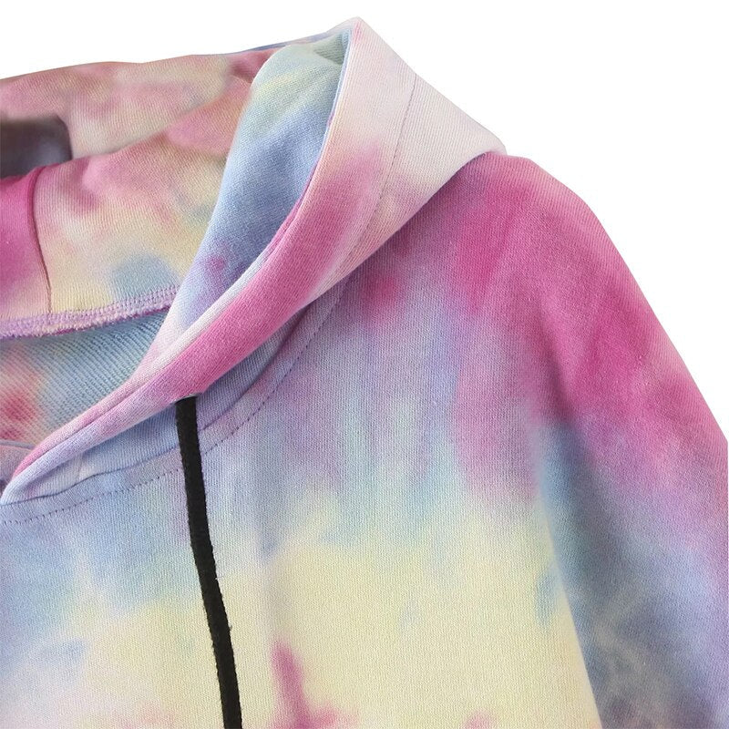 Batwing Sleeve Hooded Hoodies + Elastic Waist Half Pants Mssza
