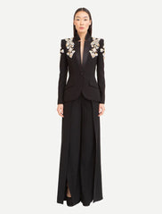 Beaded Diamonds Stand Collar Single Button Blazer Wide-leg Pants Designer Suit Mssza