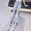 Beading High waist Tide Slim Elastic Bell Bottoms Denim Pants Mssza