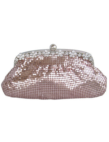 Beautiful Rhinestone Metal Mesh Clutch Bag Mssza