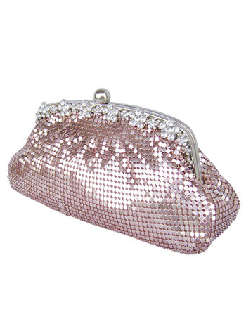Beautiful Rhinestone Metal Mesh Clutch Bag Mssza