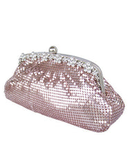 Beautiful Rhinestone Metal Mesh Clutch Bag Mssza