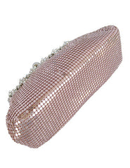 Beautiful Rhinestone Metal Mesh Clutch Bag Mssza