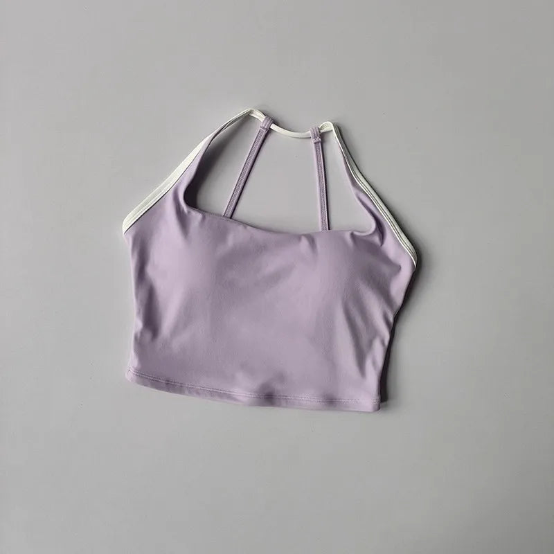 Beauty Back Sports Shockproof Fixed Pad Color Block Fitness Vest Gym Tops Mssza