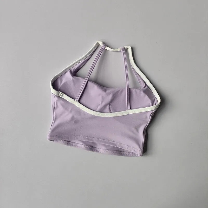 Beauty Back Sports Shockproof Fixed Pad Color Block Fitness Vest Gym Tops Mssza