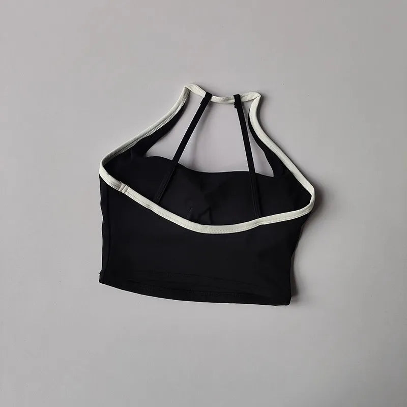 Beauty Back Sports Shockproof Fixed Pad Color Block Fitness Vest Gym Tops Mssza