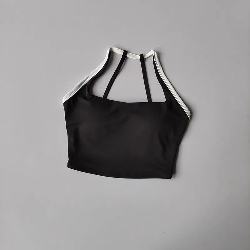 Beauty Back Sports Shockproof Fixed Pad Color Block Fitness Vest Gym Tops Mssza