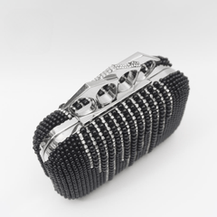 Black Beaded Clutch Luxury Glitter Diamond Clutch Bag Women Wedding With Chain Full Of Beads Wedding Elegant Chain Handbags Mssza