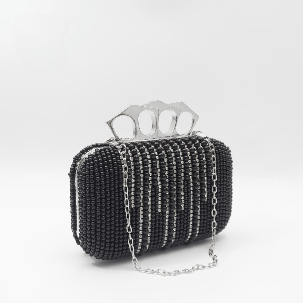 Black Beaded Clutch Luxury Glitter Diamond Clutch Bag Women Wedding With Chain Full Of Beads Wedding Elegant Chain Handbags Mssza