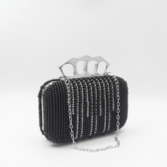 Black Beaded Clutch Luxury Glitter Diamond Clutch Bag Women Wedding With Chain Full Of Beads Wedding Elegant Chain Handbags Mssza