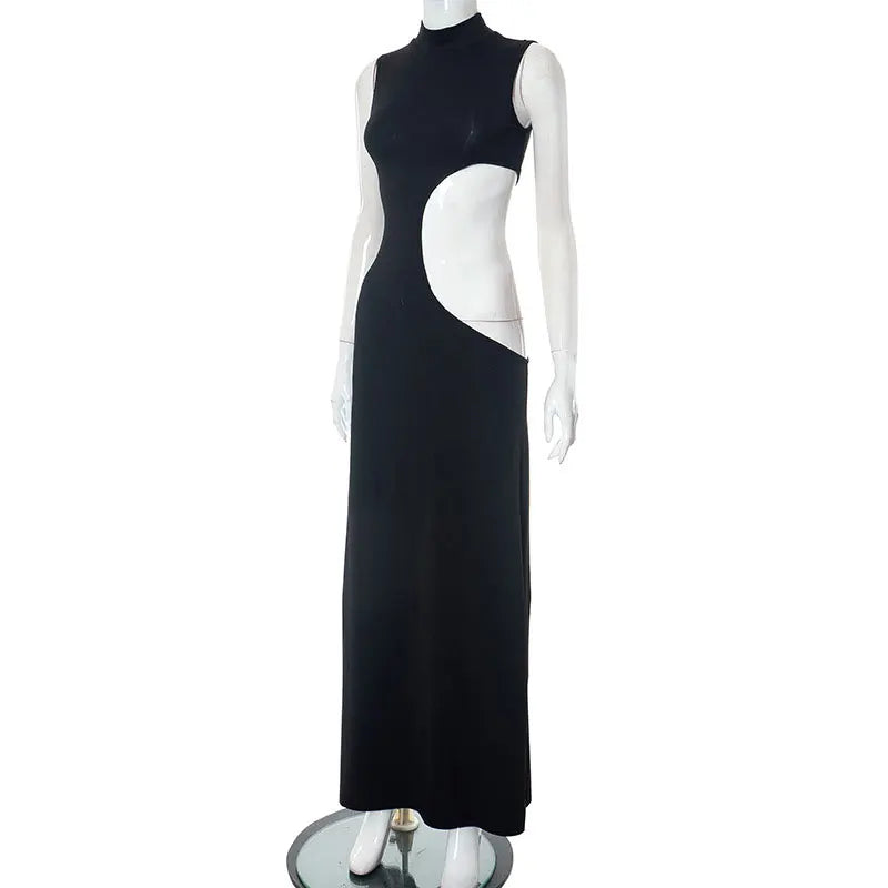 Hollow Out  Sleeveless High Waist Bodycon Elegant Evening Party Maxi Dresses Mssaz Desses