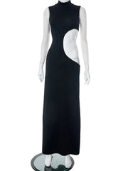 Hollow Out  Sleeveless High Waist Bodycon Elegant Evening Party Maxi Dresses Mssaz Desses