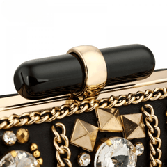 Black Satin Clutch Bag Bohemia Style Rhinestone Cocktail Party Prom Female Clutch Chic Chain Classic Boxy Shape Designer Clutch Mssza