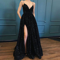 Black V-neck Prom party evening dresses Mssaz Desses