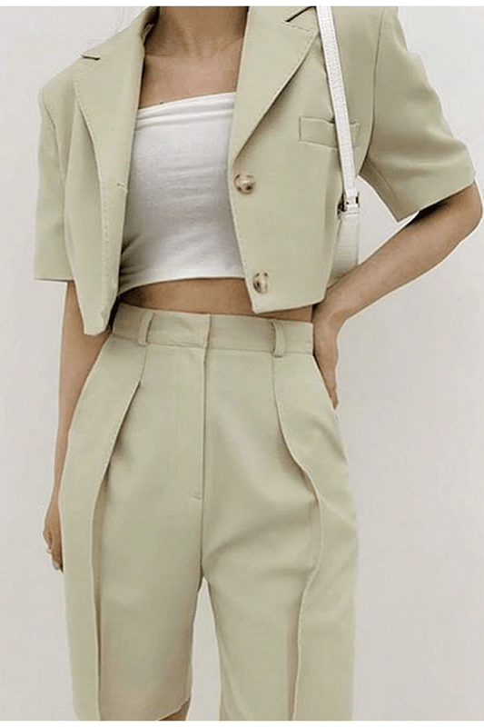 Blazer top high waist straight shorts Mssza